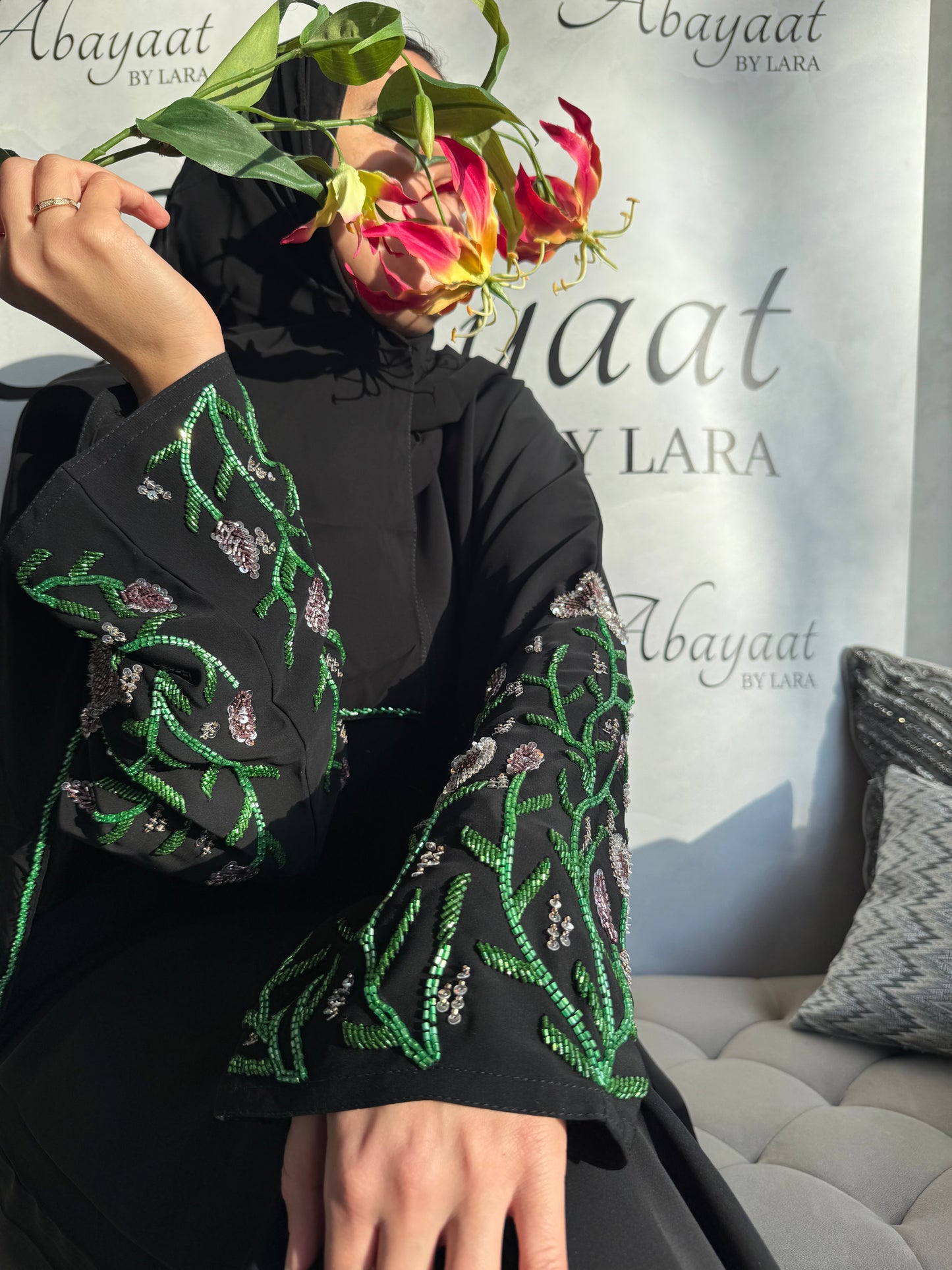 Abaya Huda – Botanical Green