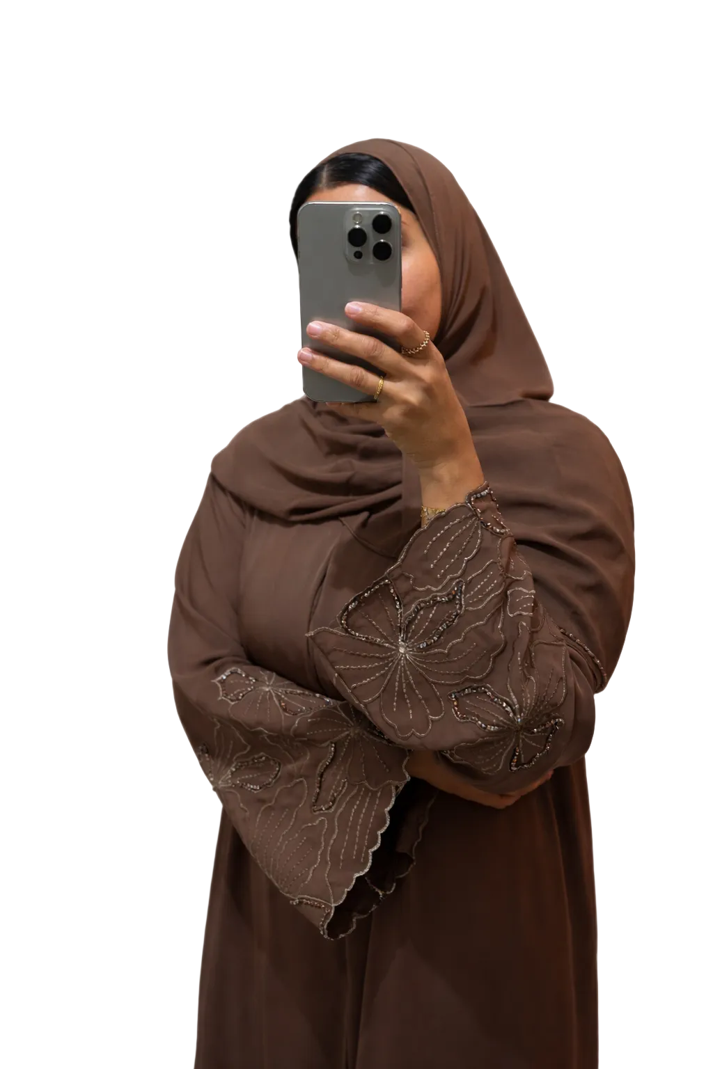 Abaya Amina – Mocha Embroidery