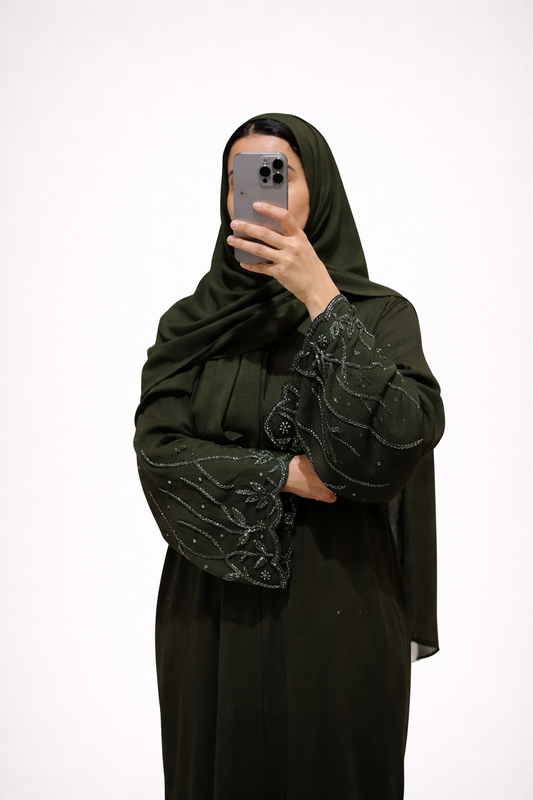 Abaya Yasmin – Olive Stardust