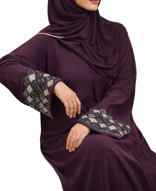 Abaya Safiya – Plum Embroidery