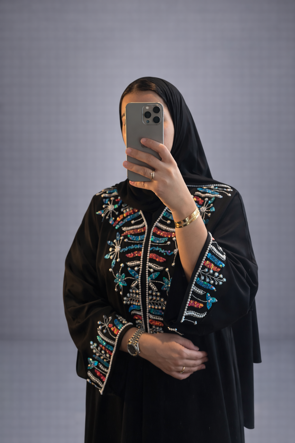 Abaya Amina – Turquoise Embroidery