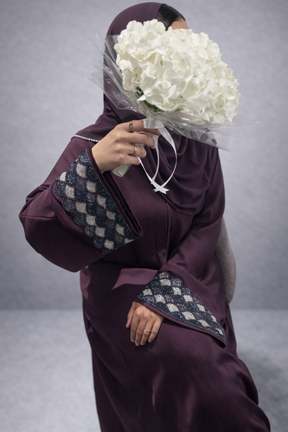 Abaya Safiya – Plum Embroidery