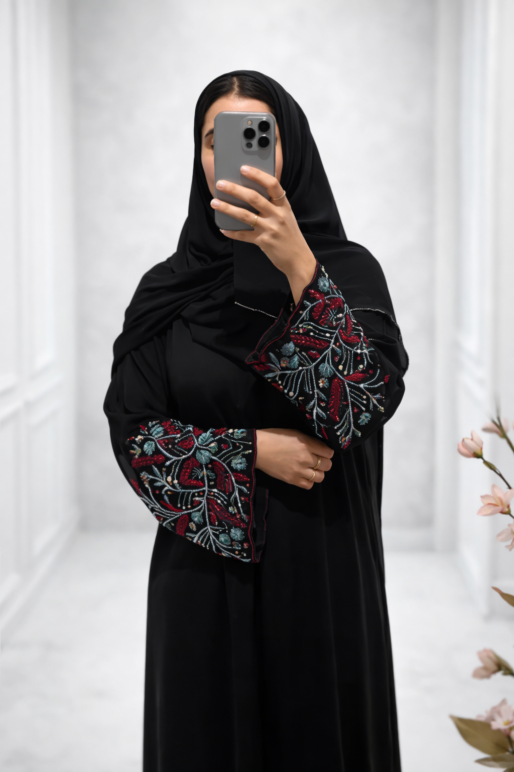 Abaya Safa – Black Artisan Embroidery