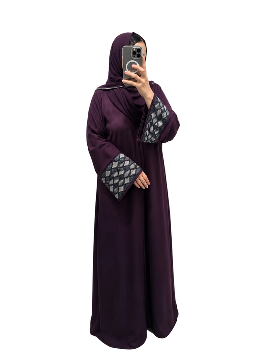 Abaya Safiya – Plum Embroidery