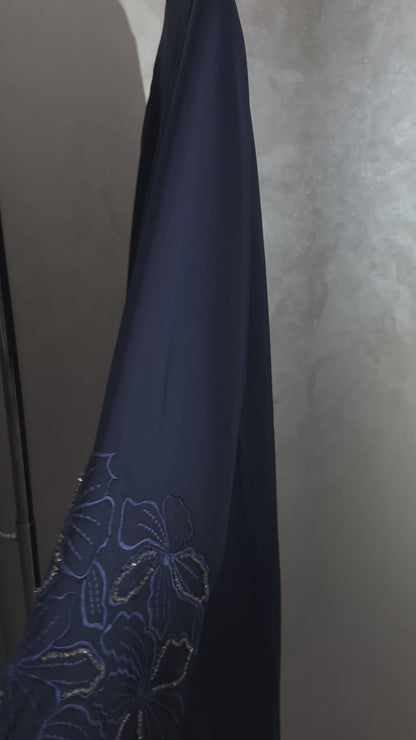 Abaya Lina – Navy Embroidery